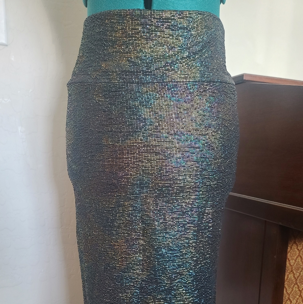 LuLaRoe Multicolor Shimmer Midi Pencil Skirt
